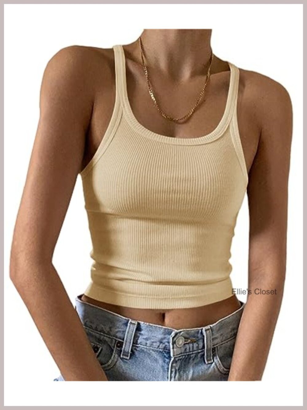 Sleeveless Ribbed Knit Scoop Neck Tank Top Cami Women's Fitted